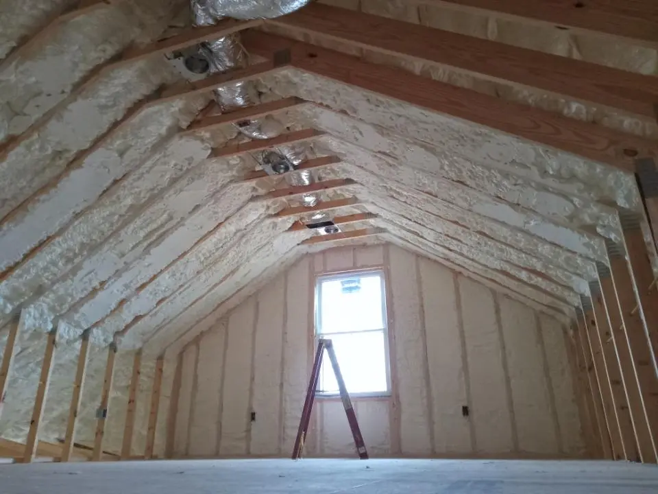 Spray foam roofing application for Crawl Space Insulation project in Caln